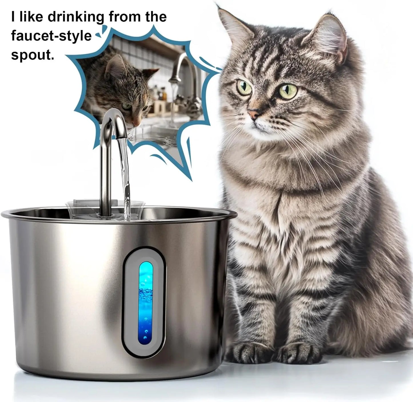 AquaFlow™ - Fontana Automatica Silenziosa con Luce LED e Filtro per Animali