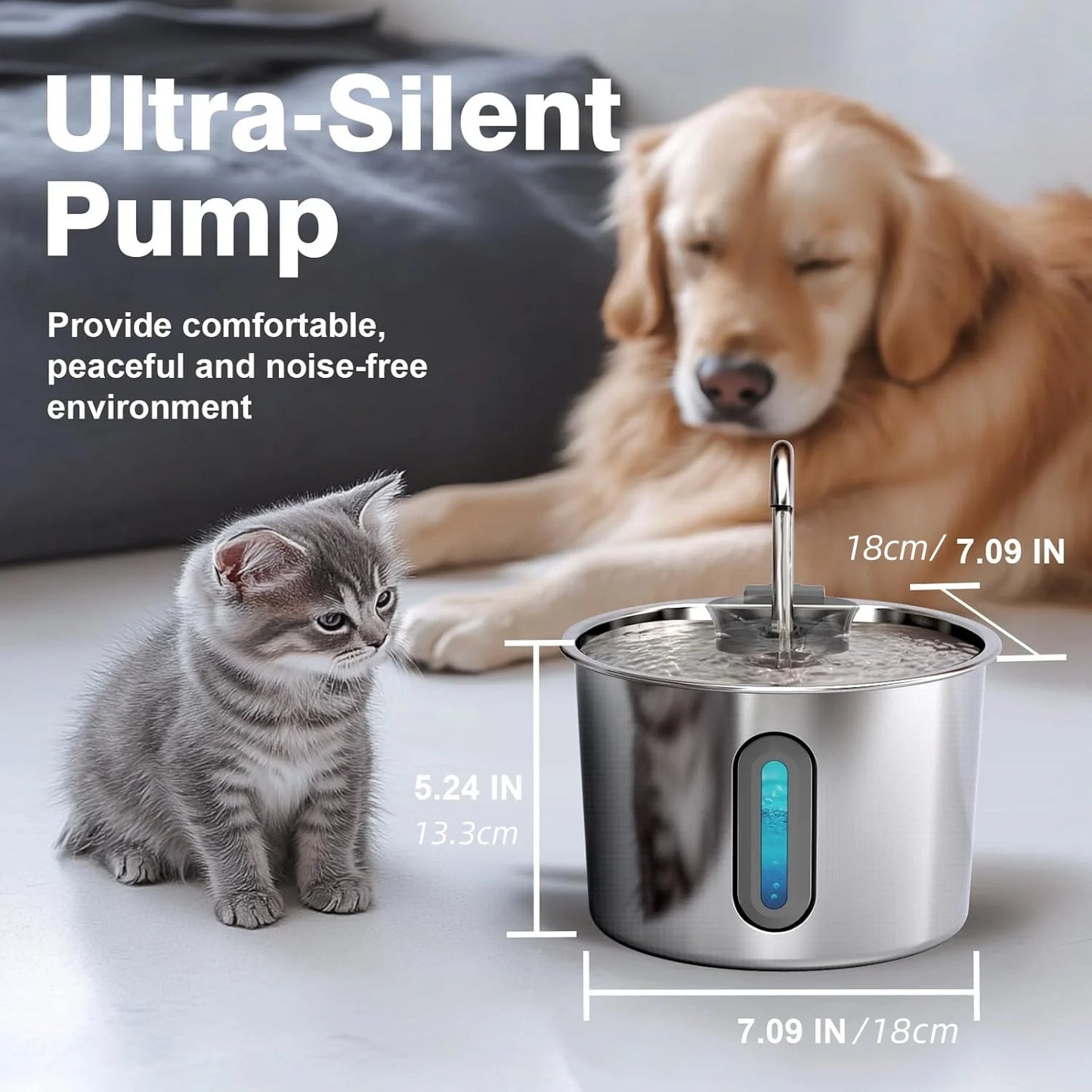 AquaFlow™ - Fontana Automatica Silenziosa con Luce LED e Filtro per Animali